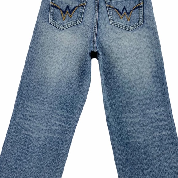 Chams Cropped Denim Jeans Medium Blue Wash Decorative Pockets - Picture 10 of 15